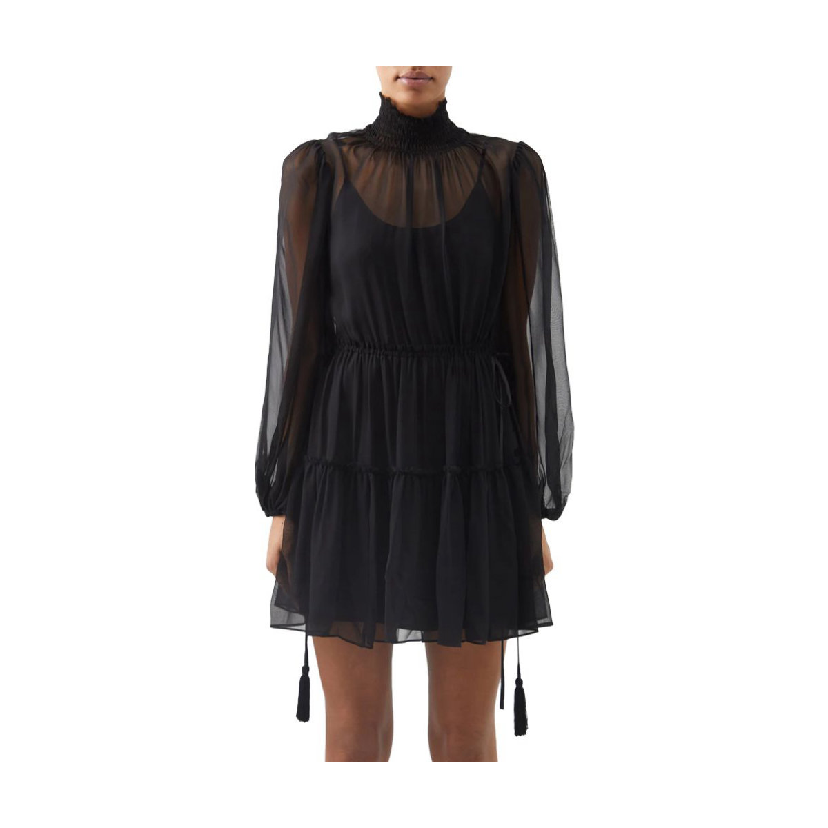 La Ligne Chiara Sheer Silk Mini Dress