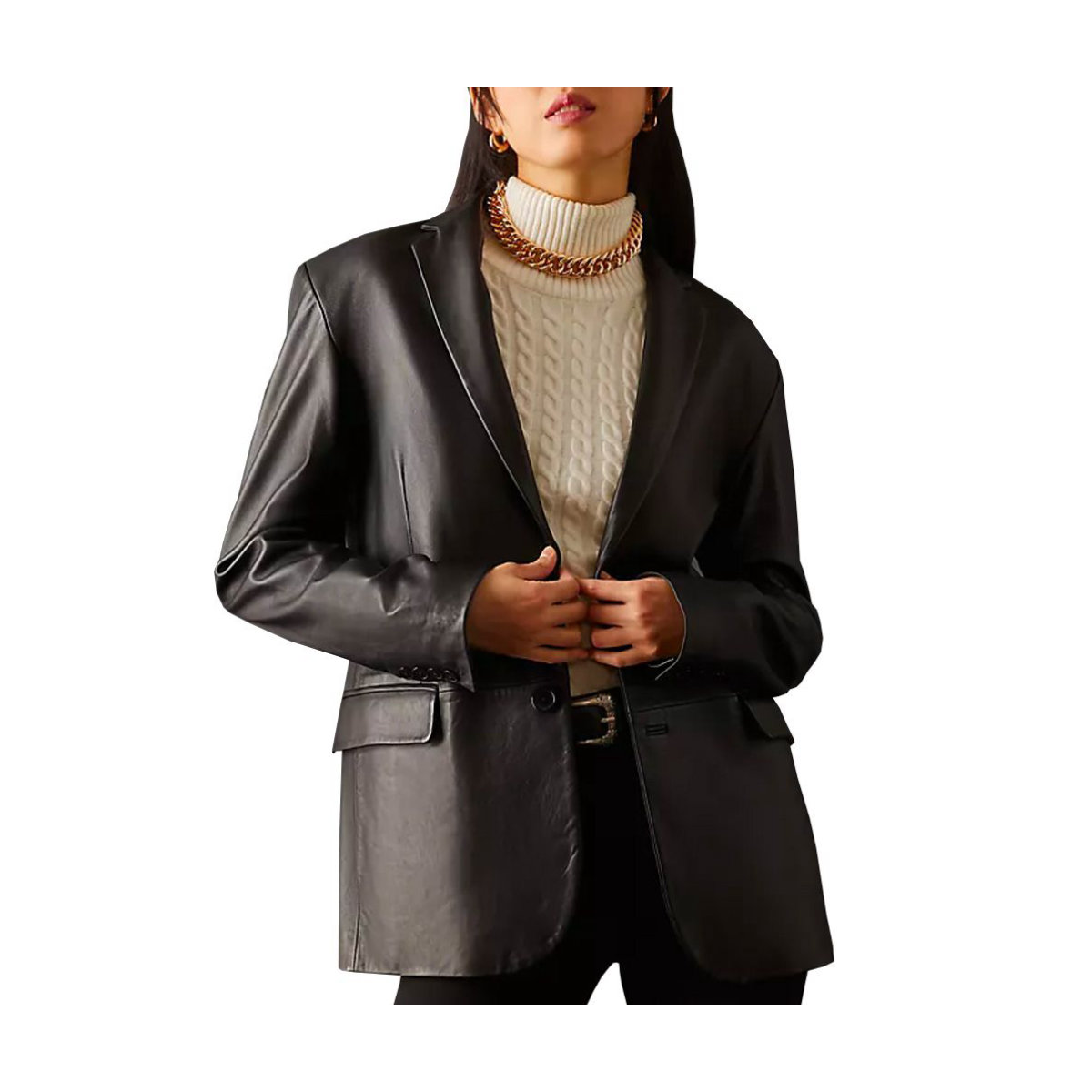 Lamarque Felina Oversized Leather Blazer