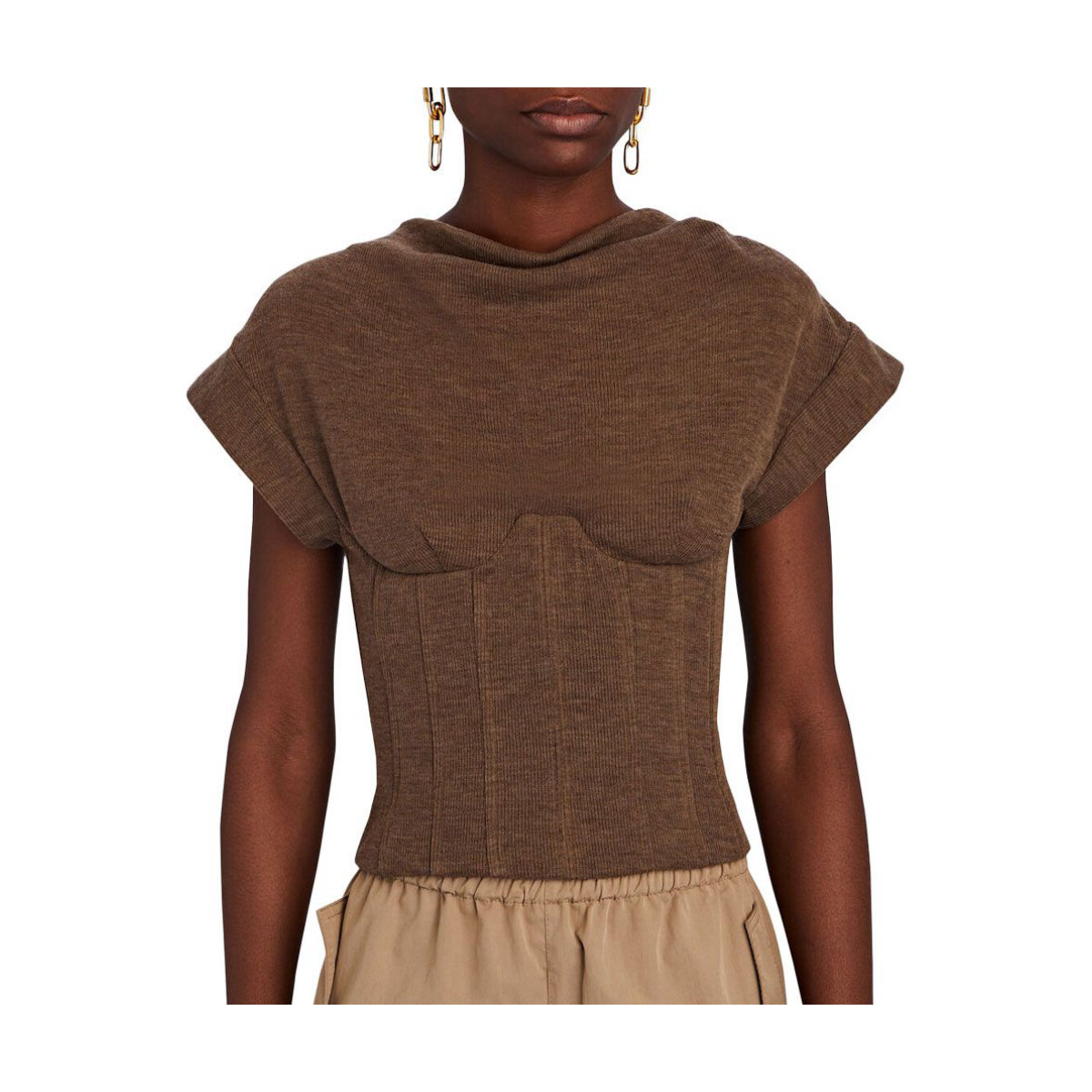 LaQuan Smith Virgin Wool Corset Top