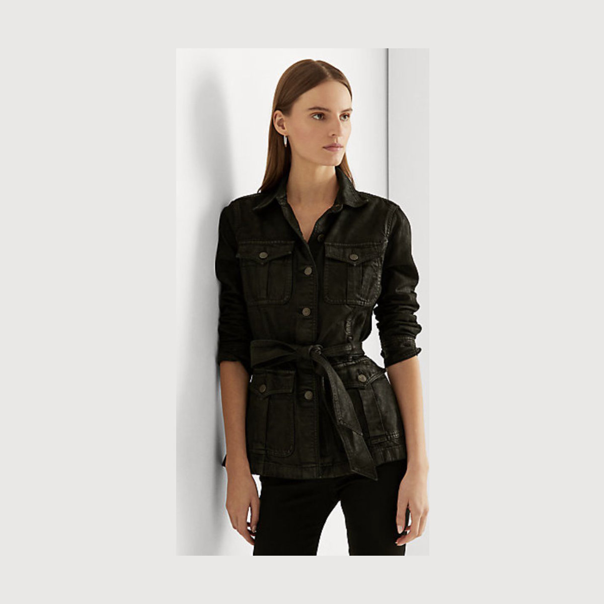 Lauren Petite Coated Denim Trucker Jacket