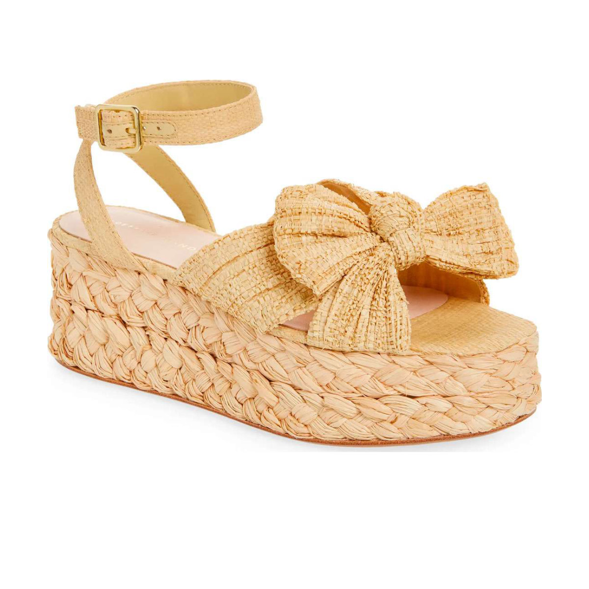 Loeffler Randall Gaby Pleated Bow Braided Raffia Platform Sandal