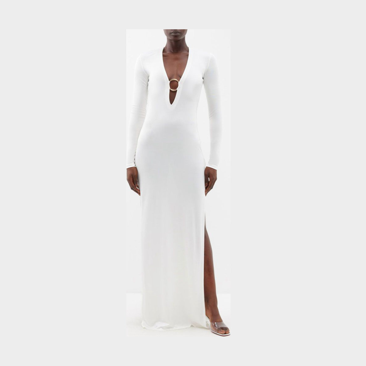 Louisa Ballou Helios Plunge Front Jersey Maxi Dress