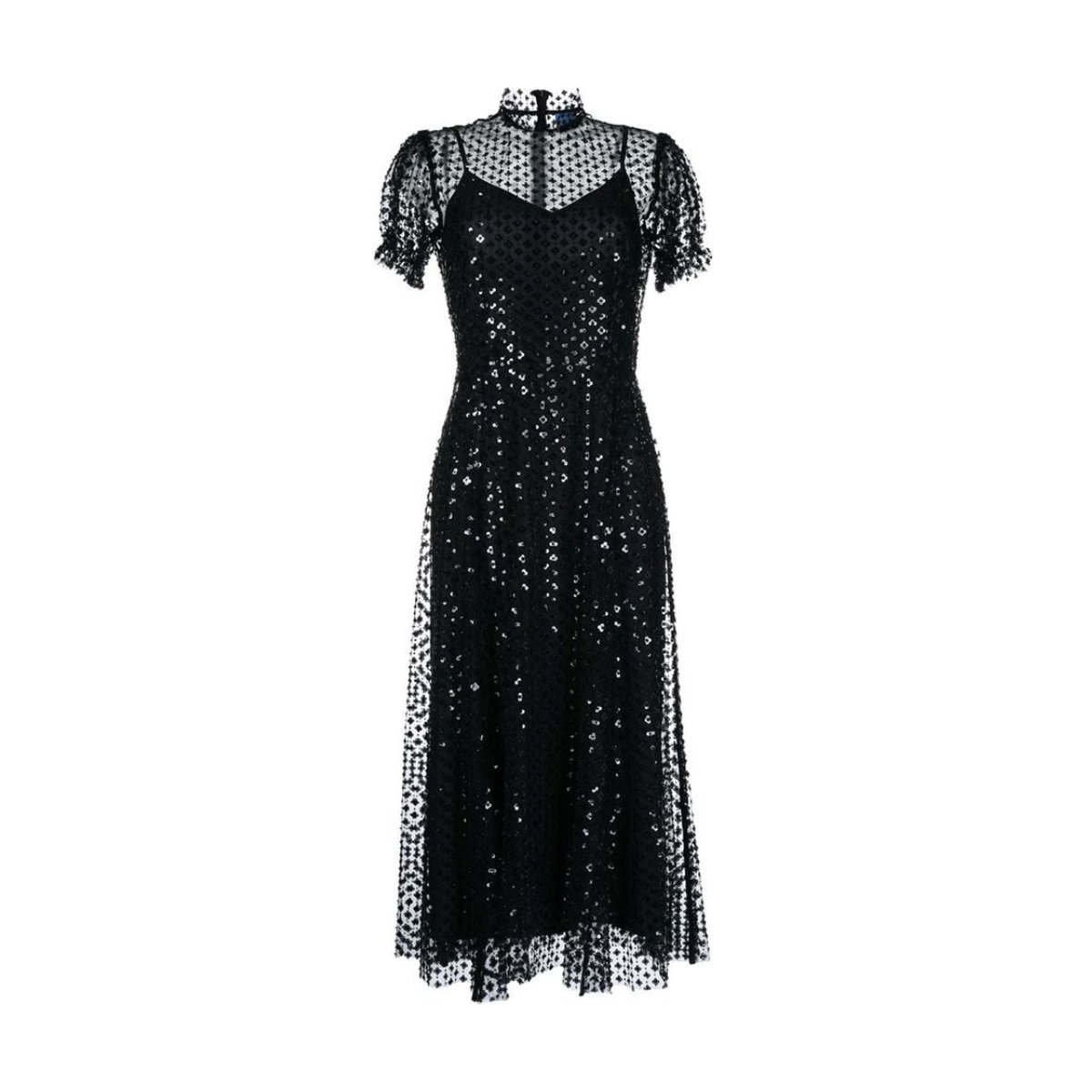 Macgraw Porcelain Sequin-Embellished Sheer Dress