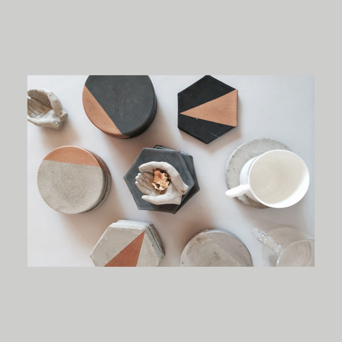 Made by Rheal Concrete Coaster with Gold