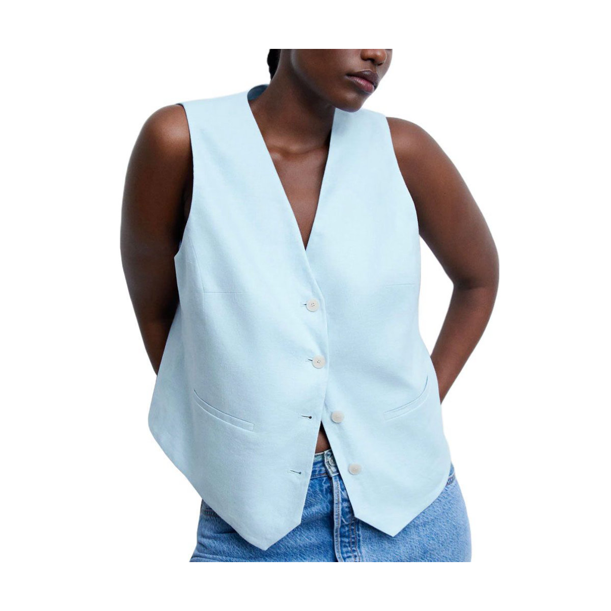 Mango 100% Linen Vest