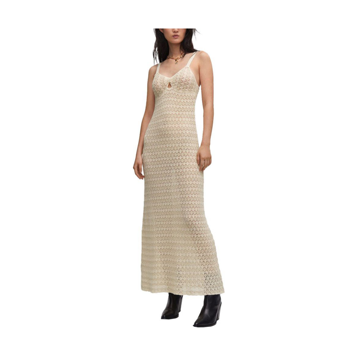 Mango Crochet Long Dress