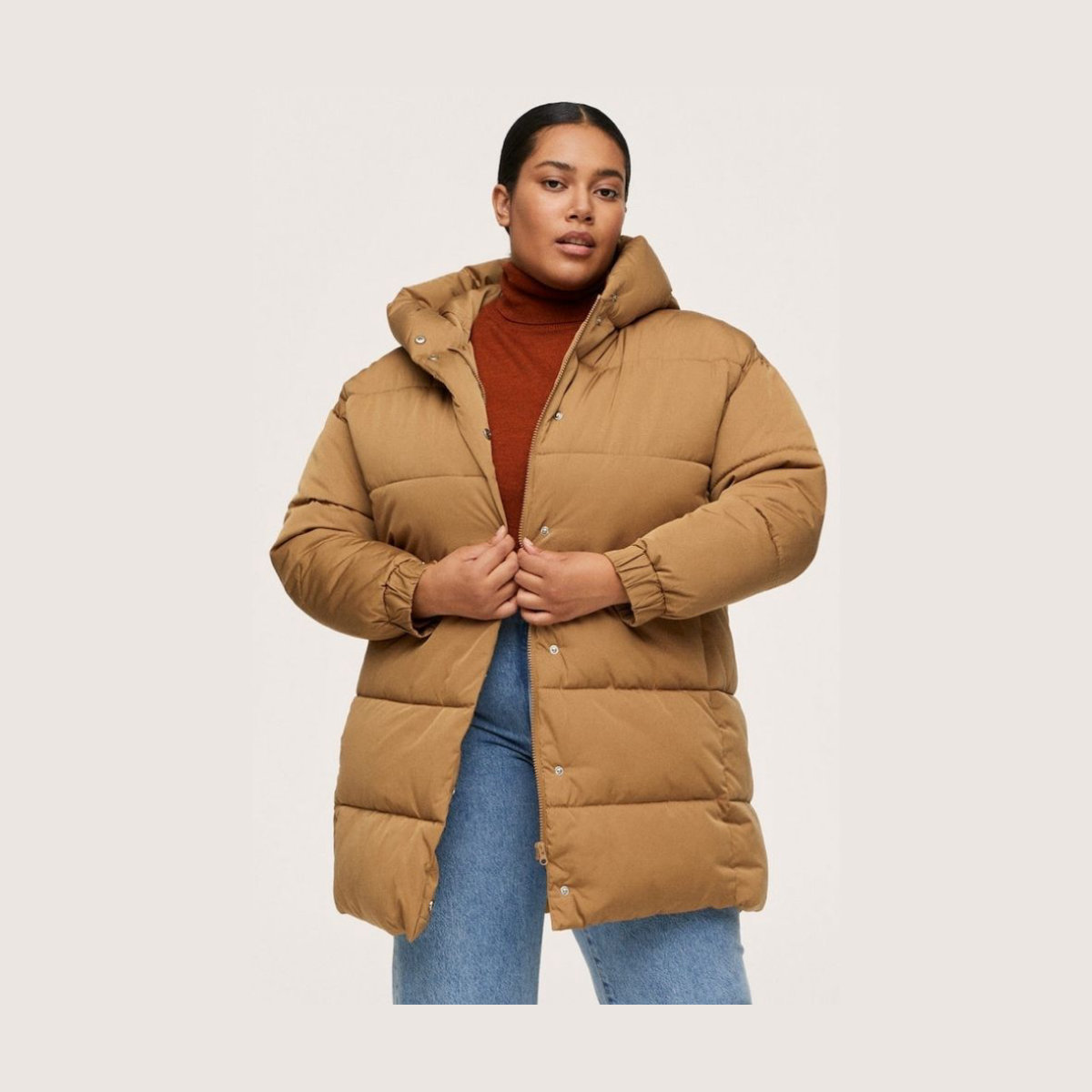 Mango Quilted Buttoned Coat