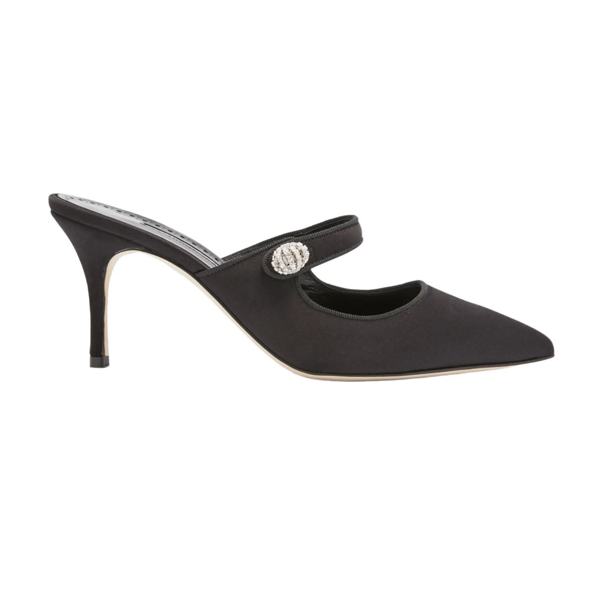 Manolo Blahnik Satin Mary Jane Stiletto Mules