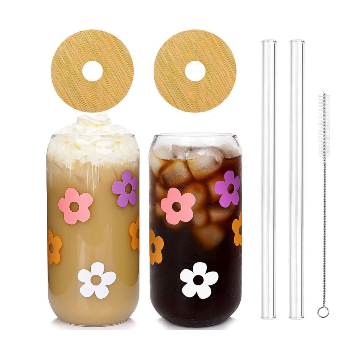 Mason Life Glass Cups with Lids and Straws