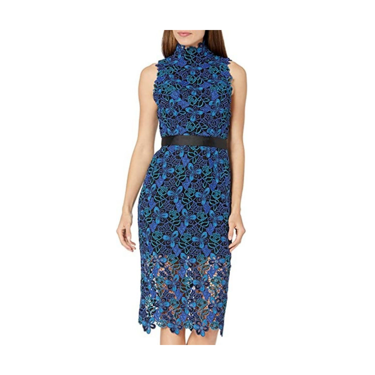 ML Monique Lhuillier Lace Midi Dress
