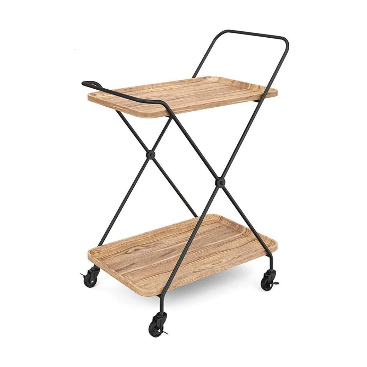 Nathan James Hallie Retro Mid-Century Rolling Trolley Bar Cart