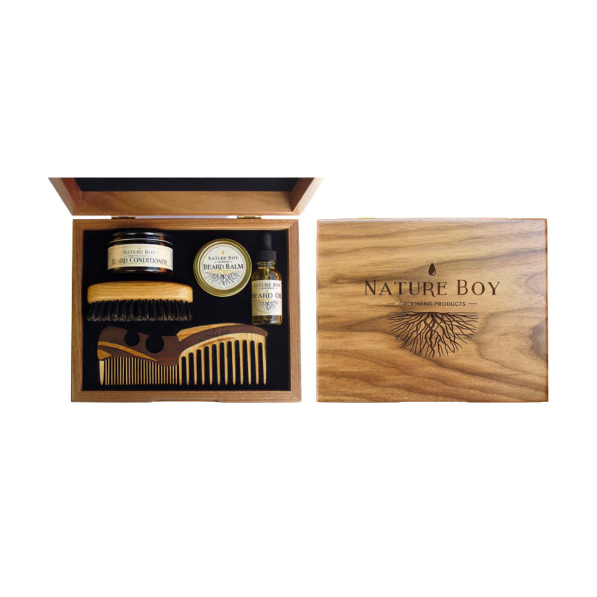 Nature Boy Deluxe Beard Kit with Connoisseurs Grooming Box
