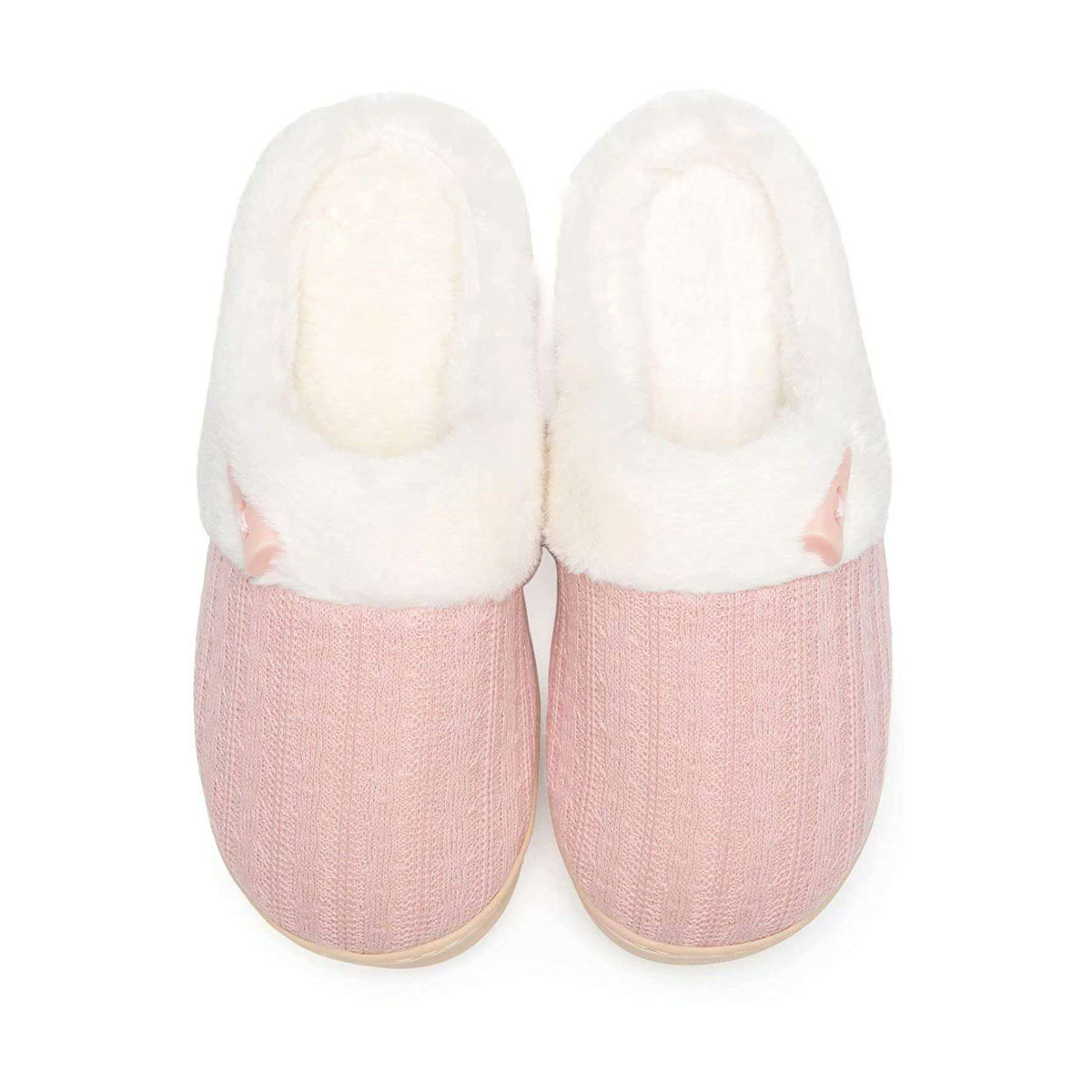 NineCiFun Women's Slip On Fuzzy House Slippers, Baby Pink