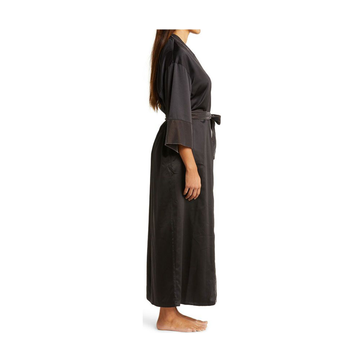 Nordstrom Velveteen Trim Satin Robe