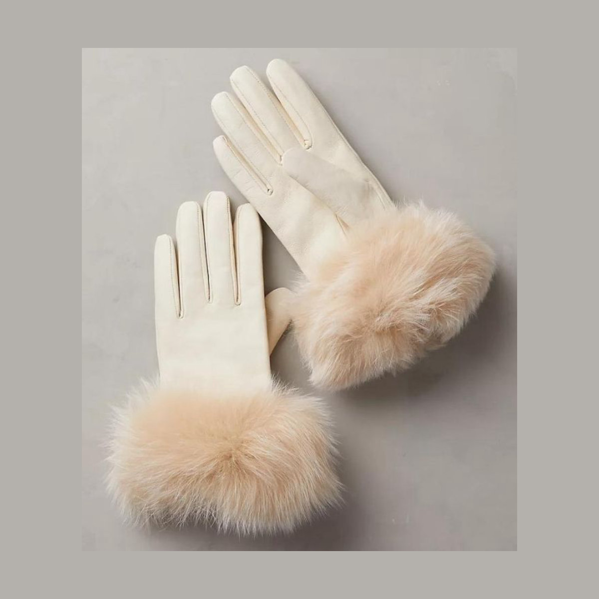 Overland Bellis Cashmere-Lined Lambskin Leather Gloves With Fox Fur Trim