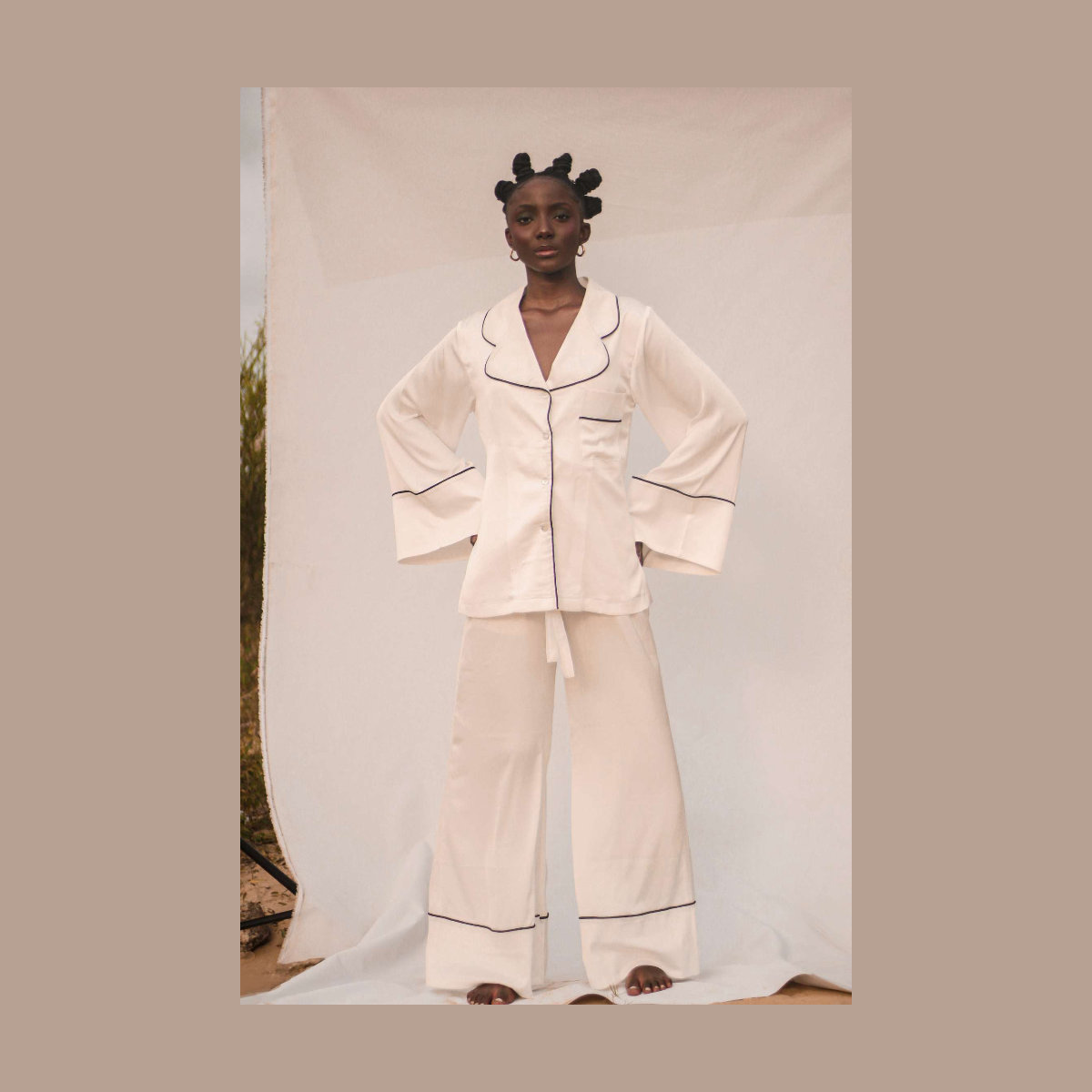 Prayers and Plans Jessica Flare Silk White Set