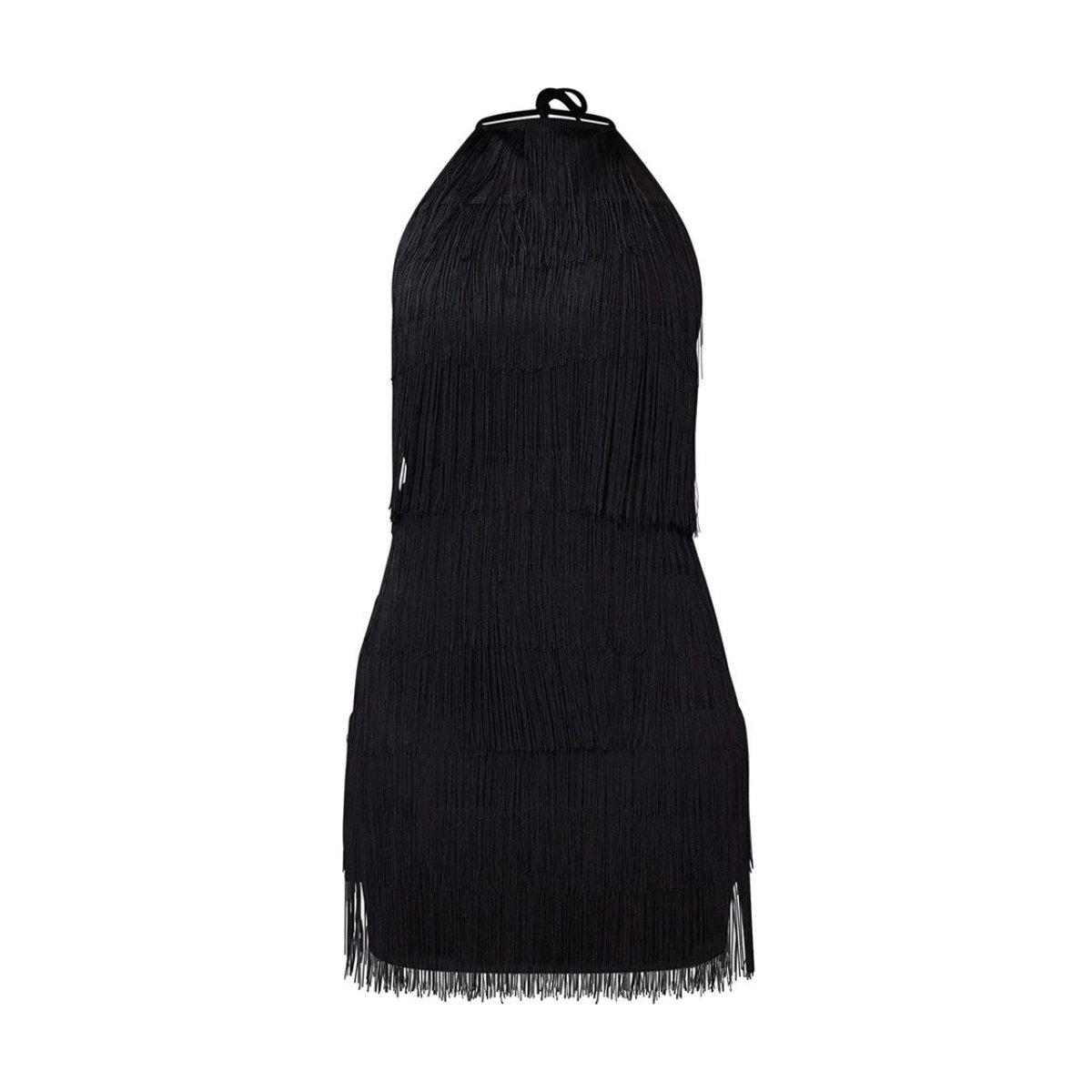 Pretty Little Thing Black Tassel Detail Halterneck Bodycon Dress
