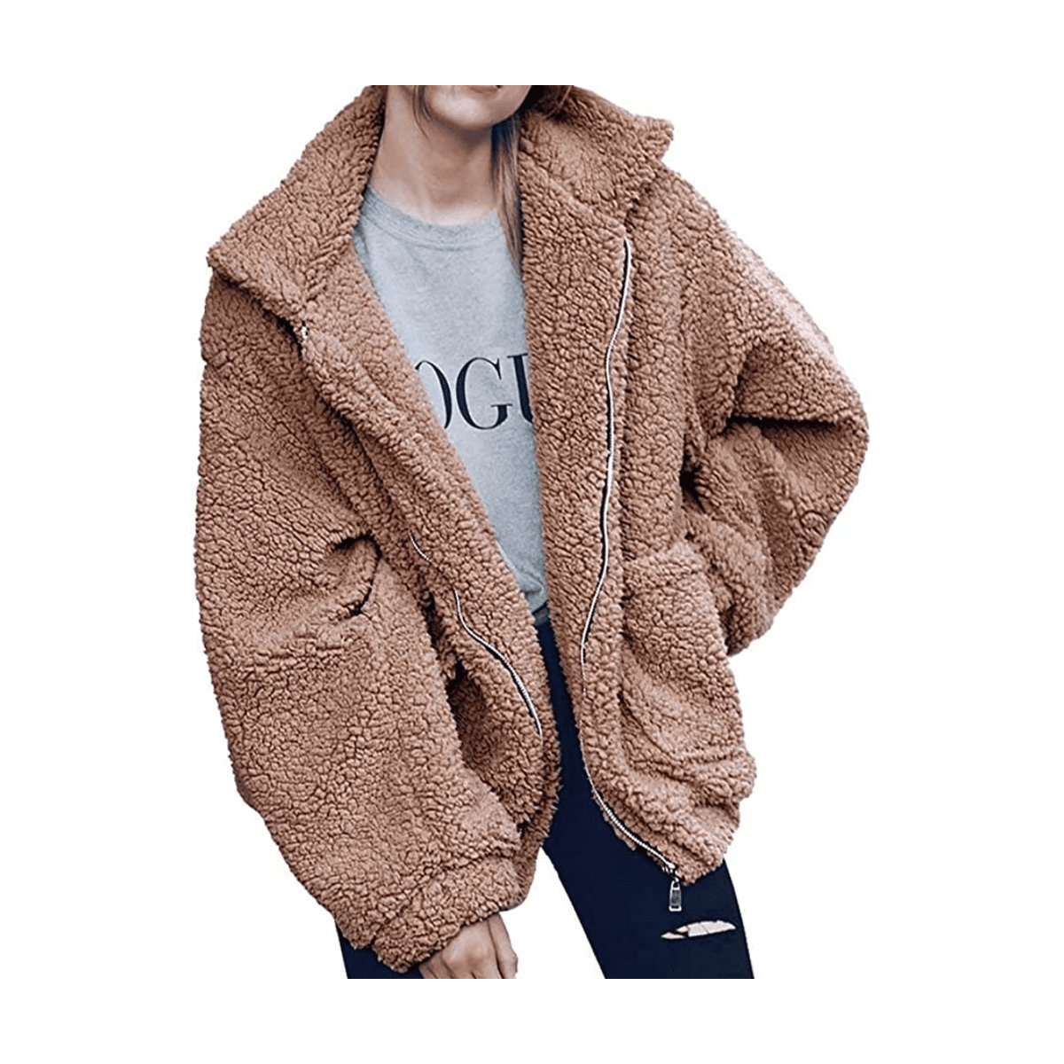 PrettyGarden Faux Shearling Oversized Shacket