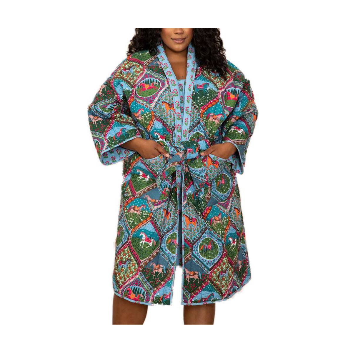 Printfresh High Horse Reversible Quilted Robe