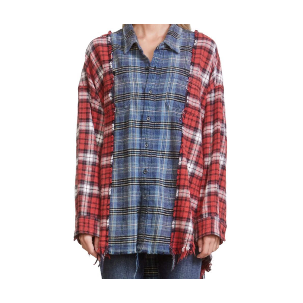 R13 Drop Neck Combo Work Shirt