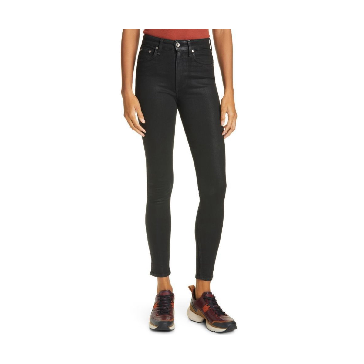 Rag & Bone Nina High Waist Coated Skinny Jeans