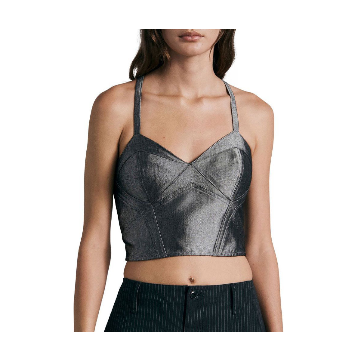 Rag & Bone Theresa Shine Corset Crop Top