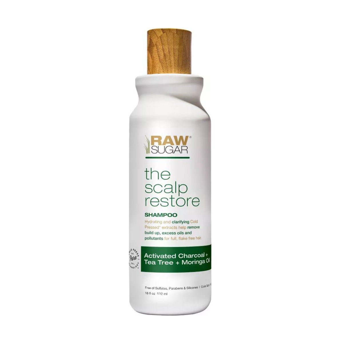 Raw Sugar Shampoo Scalp Restore Activated Charcoal + Tea Tree + Moringa Oil