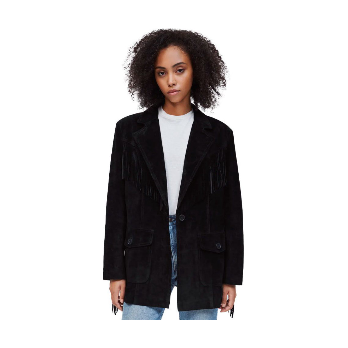 RE/DONE Suede Fringe Blazer