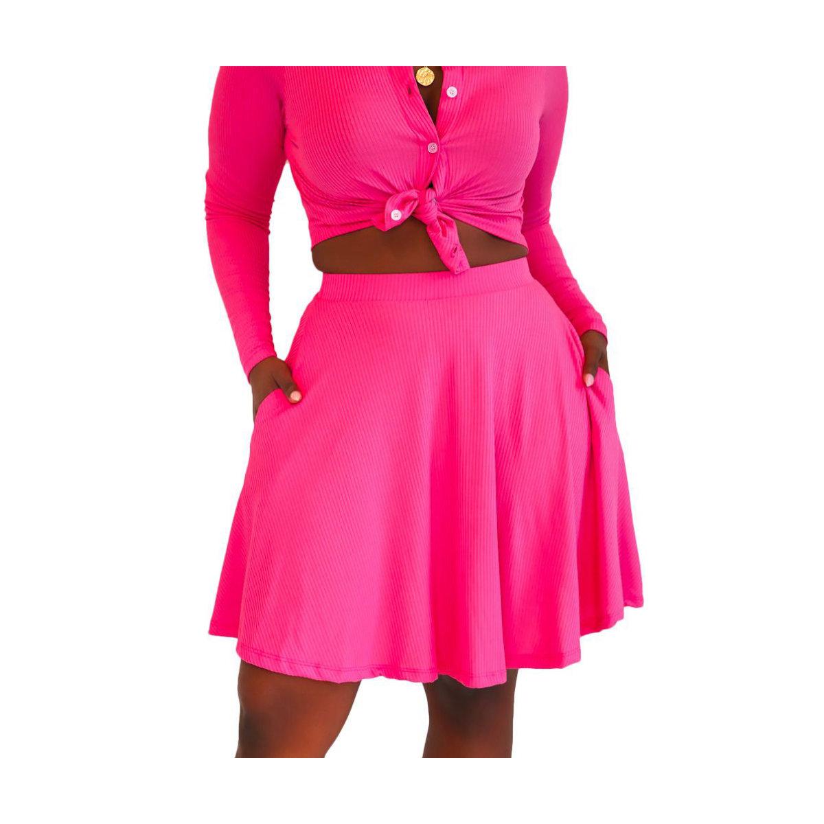 Rebdolls Treat Yourself Skater Mini Ribbed Skirt
