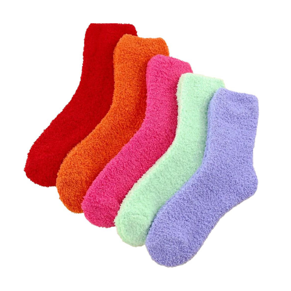 Romwe Solid Fuzzy Socks 5-Pack