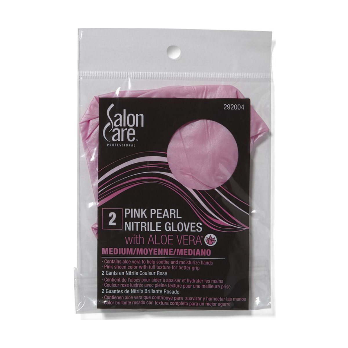 Salon Care Pink Pearl Nitrile Gloves With Aloe Vera