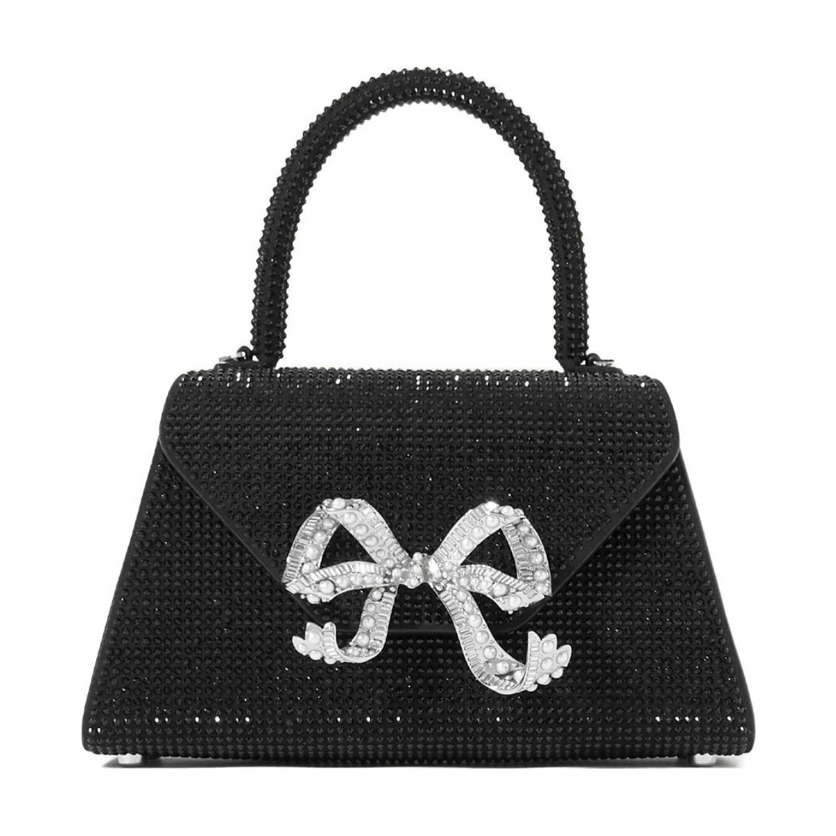 Self-Portrait Bow-Detailed Embellished Suede Shoulder Bag