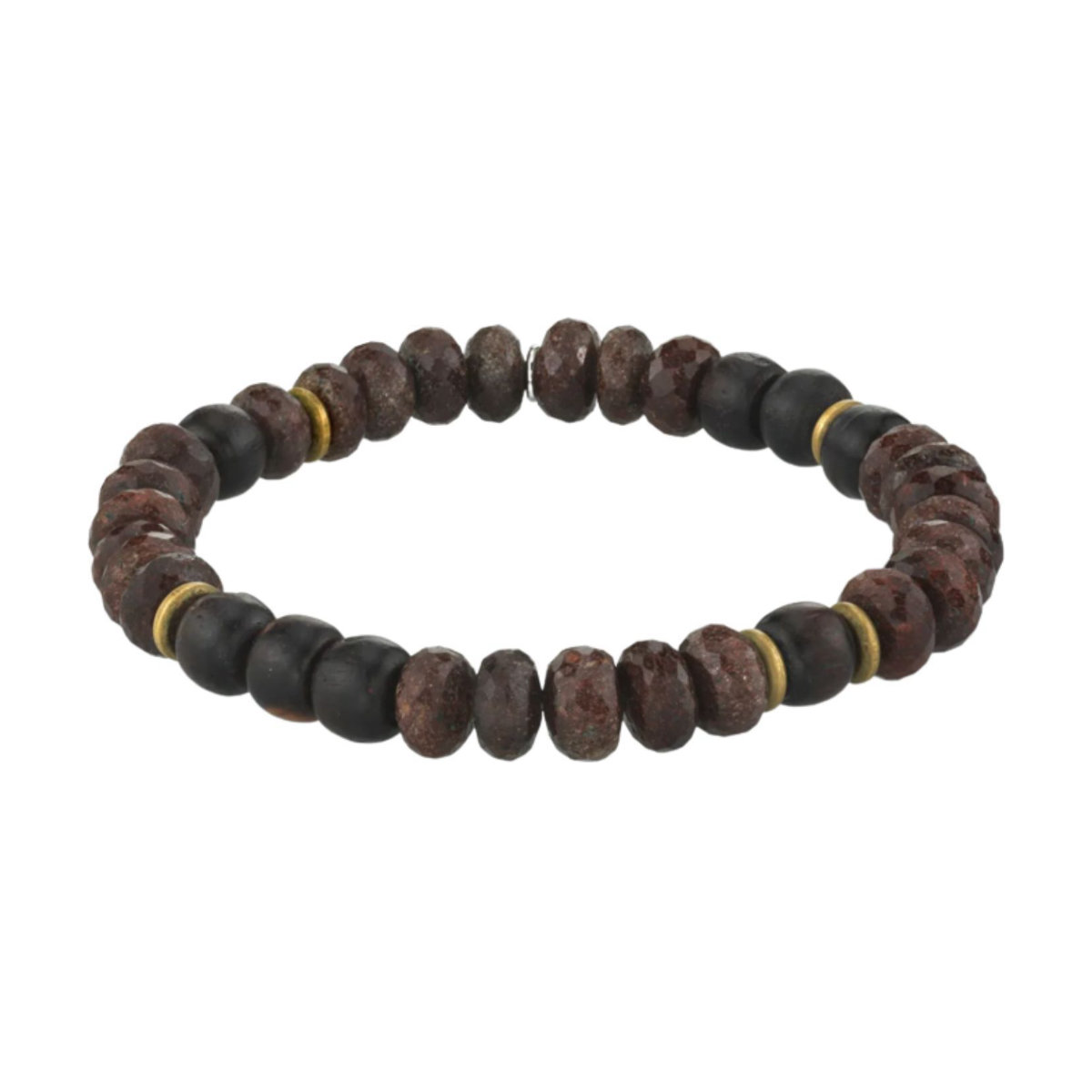 Sheryl Lowe Mr. LOWE Brown Mixed Gemstones Bracelet with Brass Beads