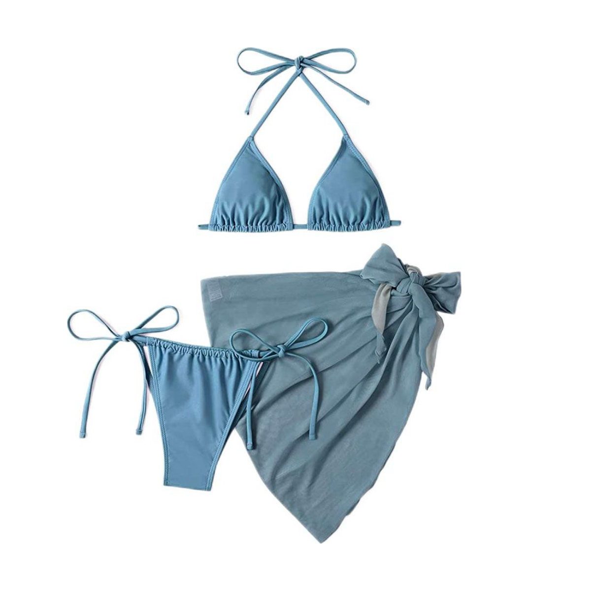 Soly Hux Wrap Triangle Bikini with Mesh Beach Skirt
