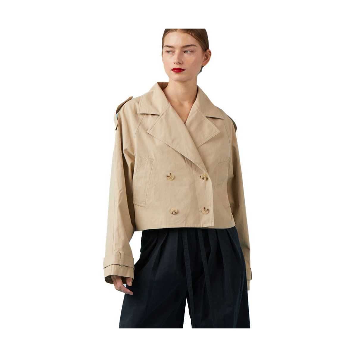 Sophie Rue Sydney Cropped Trench in Khaki