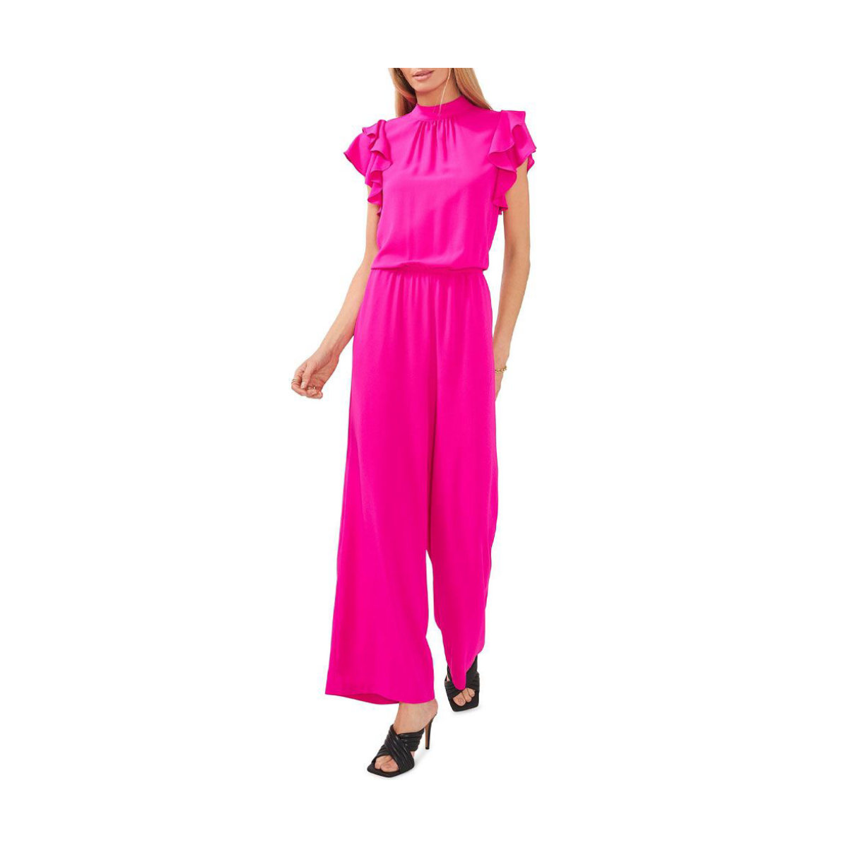 STATE Flutter Sleeve Mock Neck Ruffle Jumpsuit