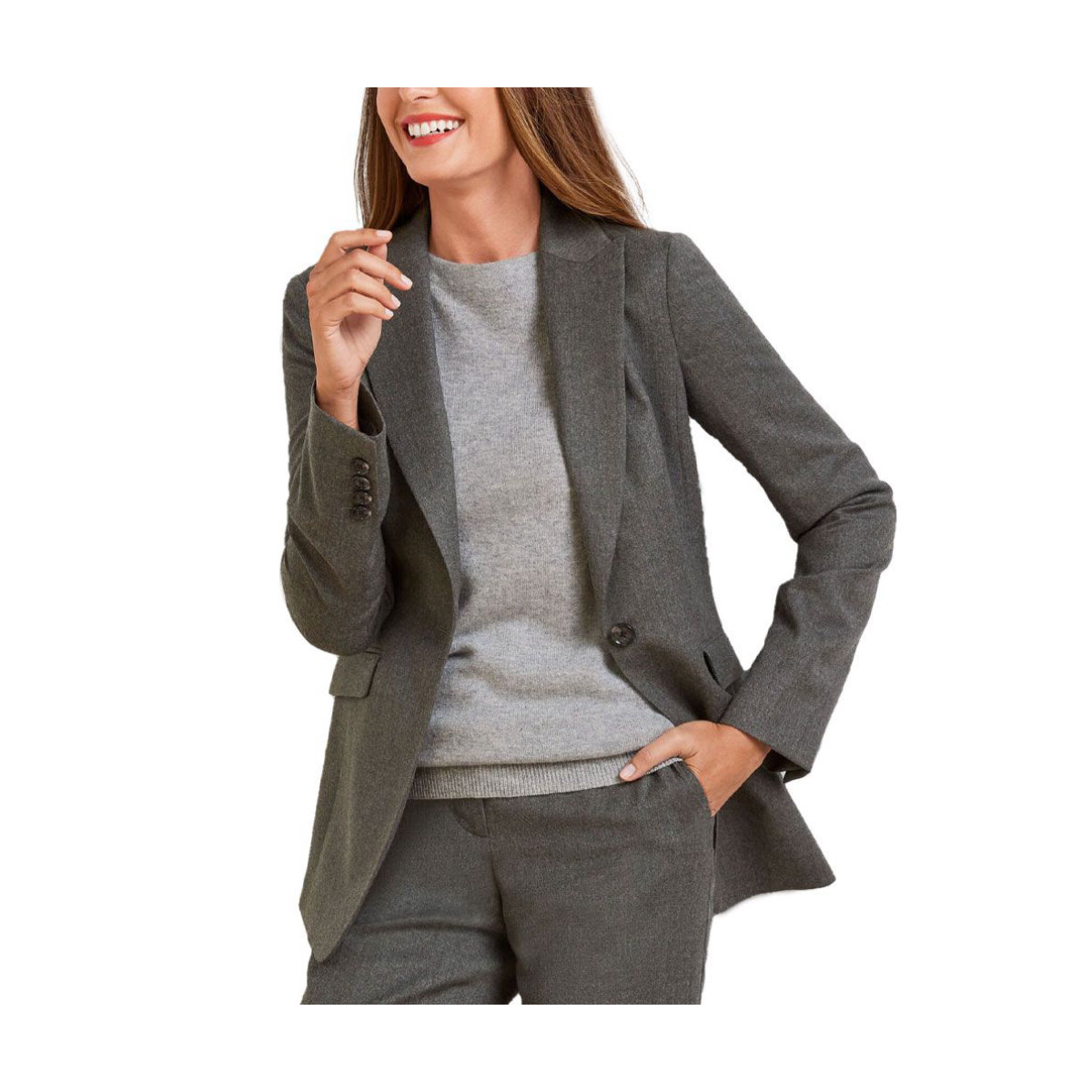 Talbots Italian Stretch Flannel Long Blazer