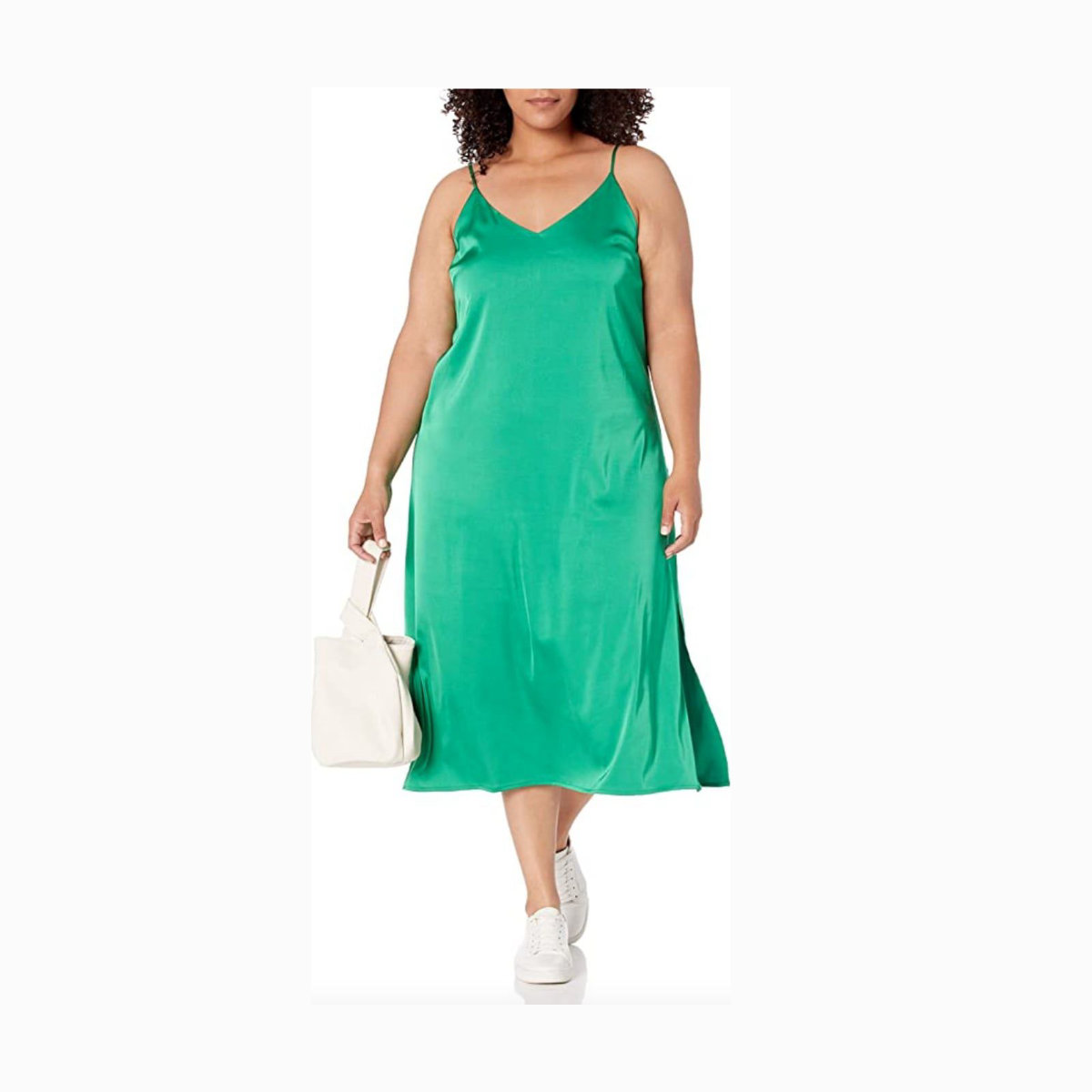 The Drop Ana Silky V-Neck Midi Slip Dress