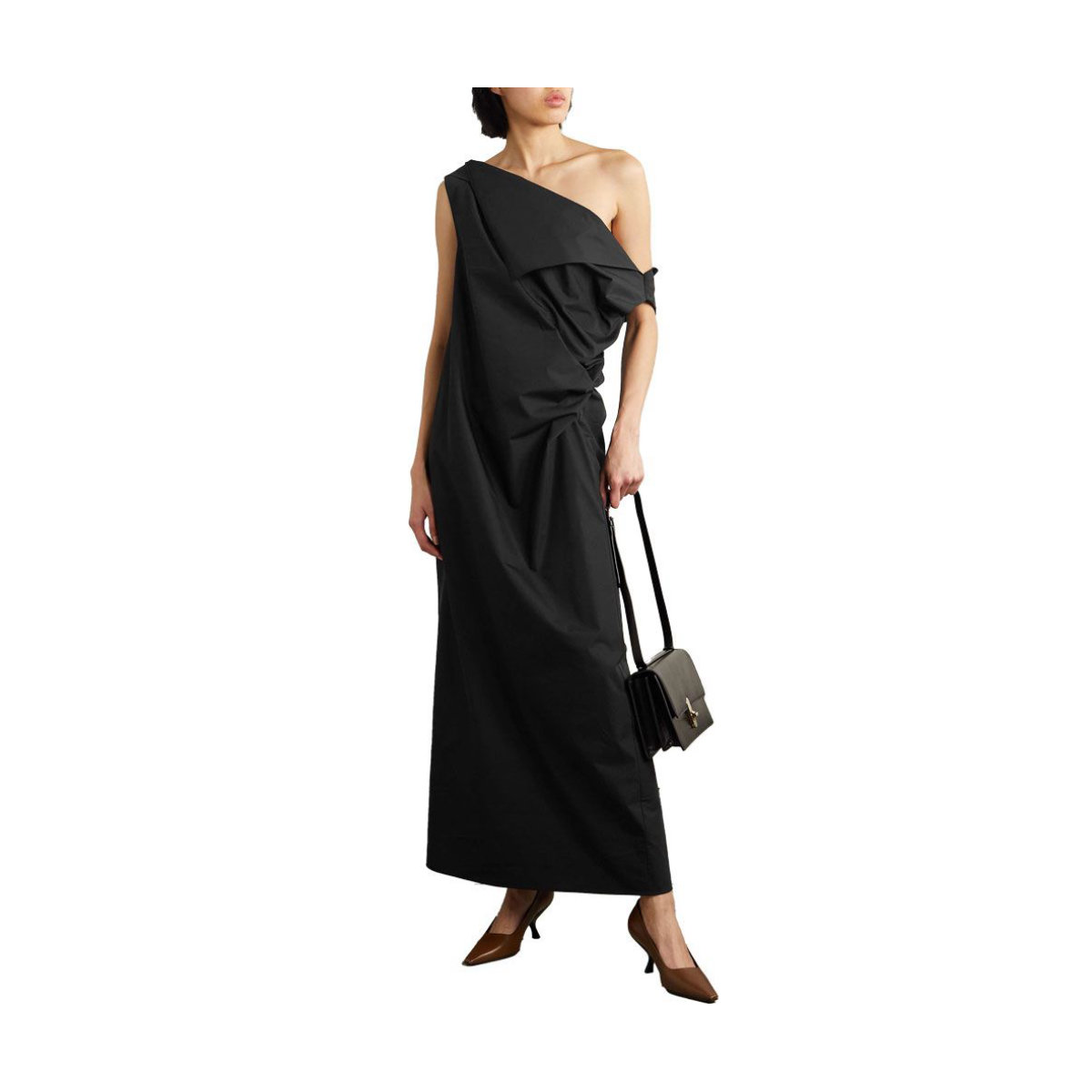 The Row Bamaris One-Shoulder Draped Silk-Crepe Maxi Dress