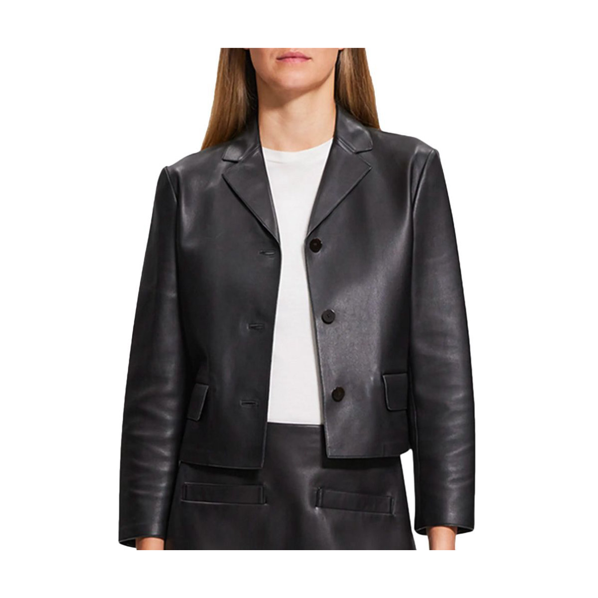 Theory Cropped Leather Jacket