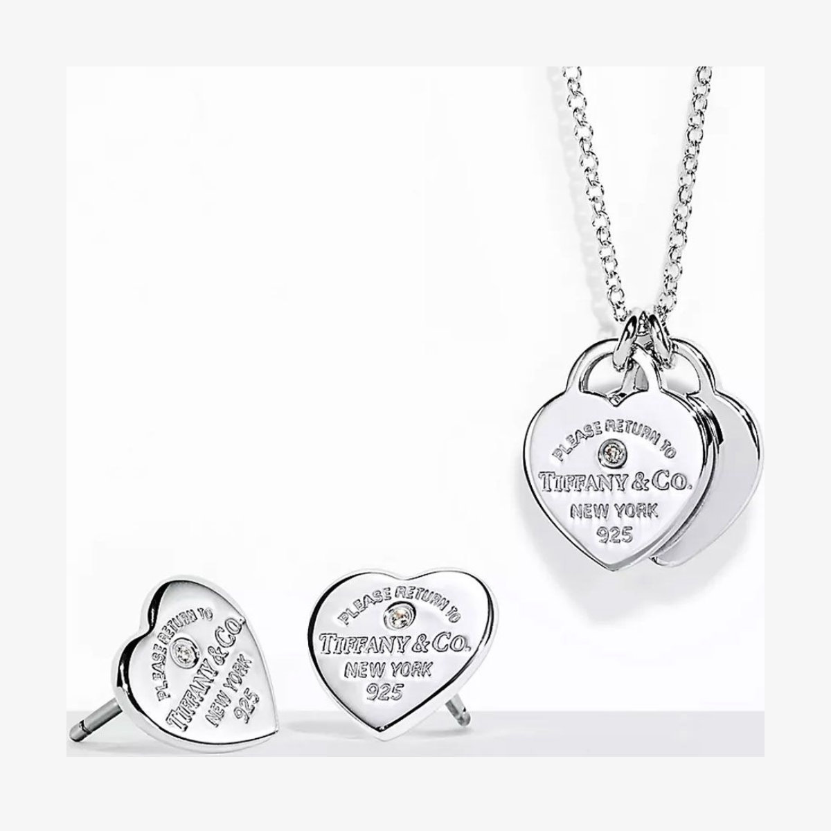 Tiffany & Co Heart Pendant and Earrings Set