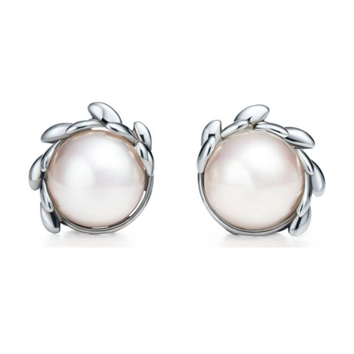 Tiffany & Co. Paloma Picasso Olive Leaf Pearl Earrings