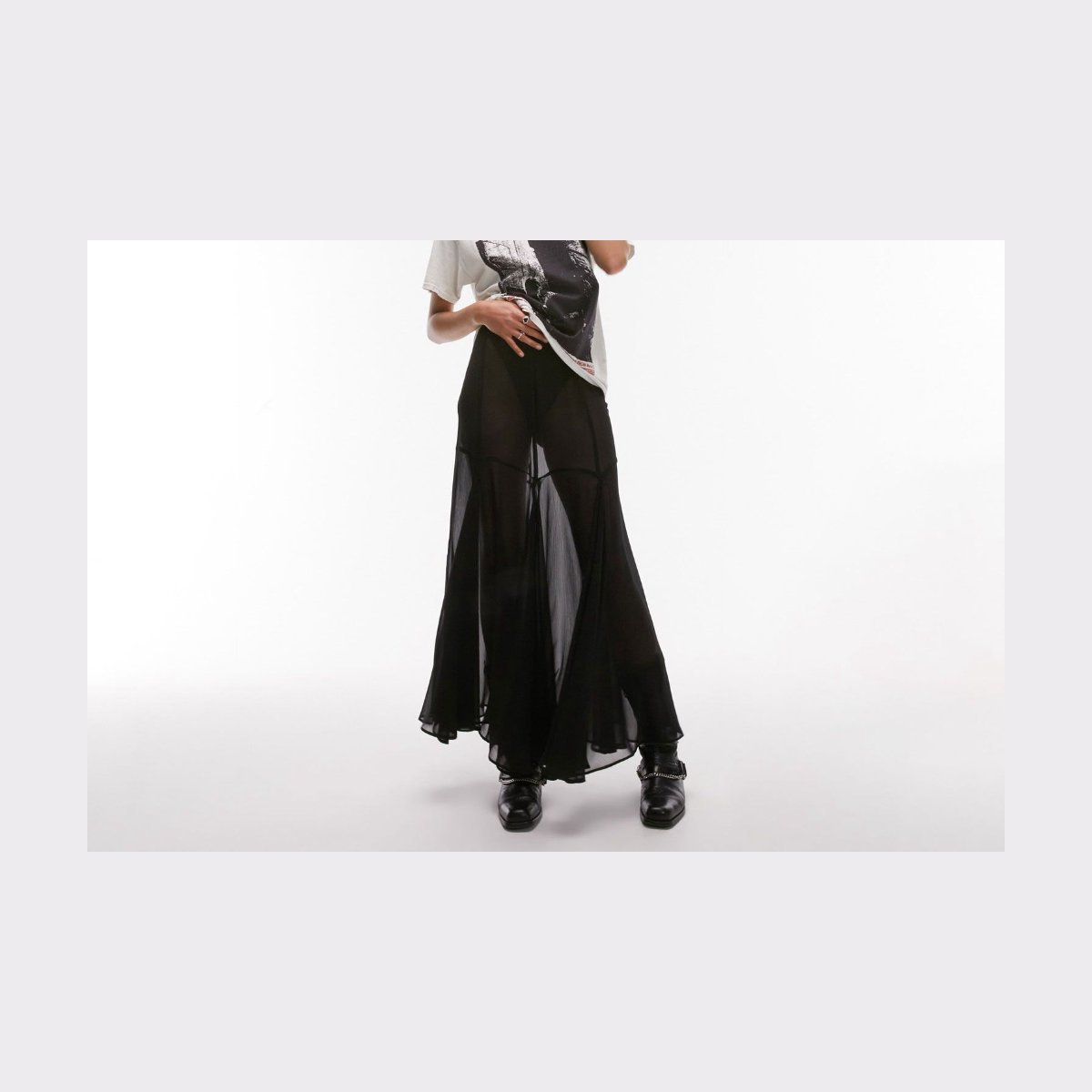 Topshop Godet Sheer Maxi Skirt