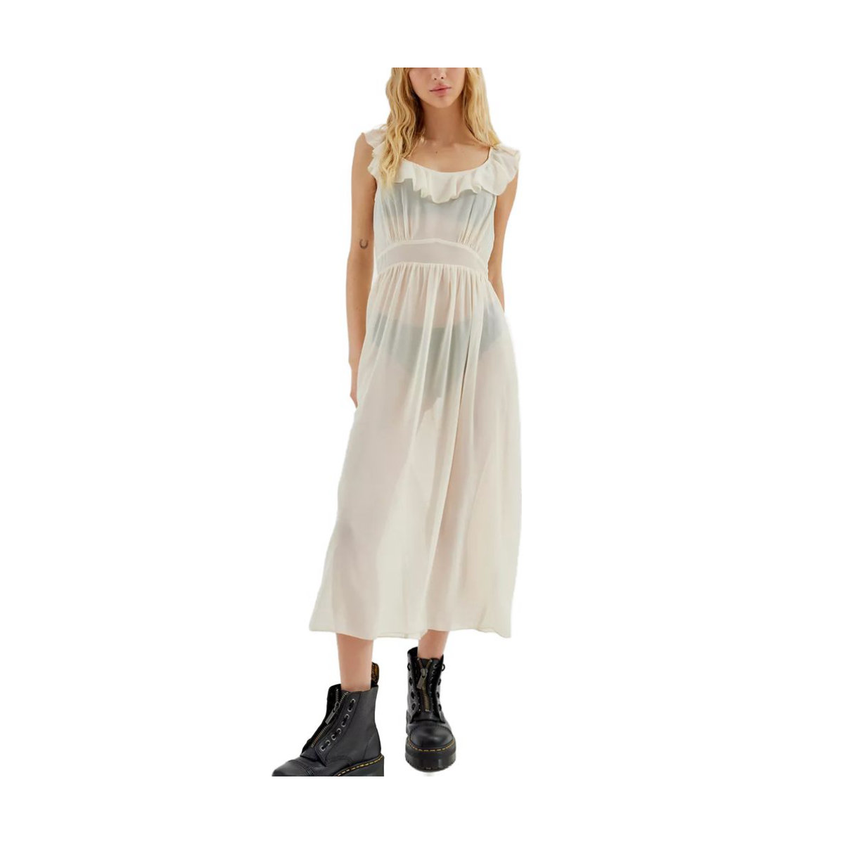 Urban Outfitters Cynthia Semi-Sheer Ruffle Midi Dress