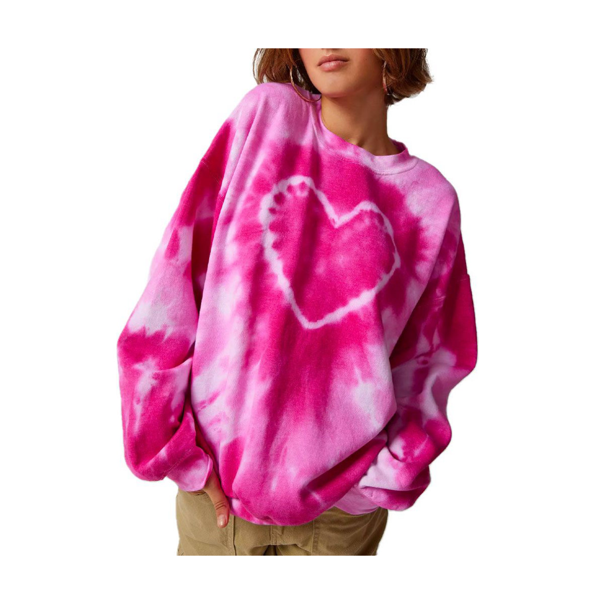 Urban Outfitters Urban Renewal Remade Heart Tie-Dye Crew Neck Sweatshirt