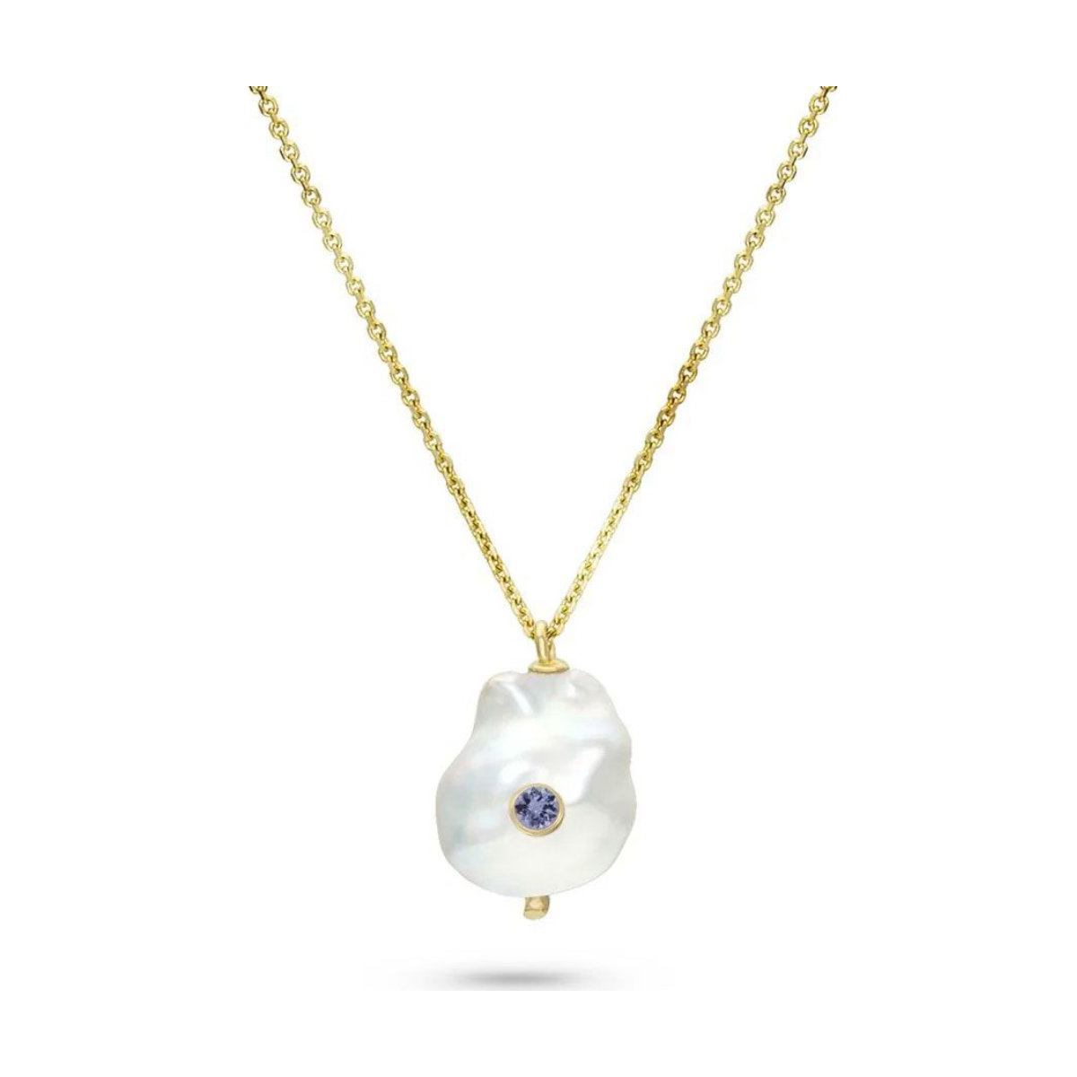 White Space Birthstone Baby Baroque Necklace