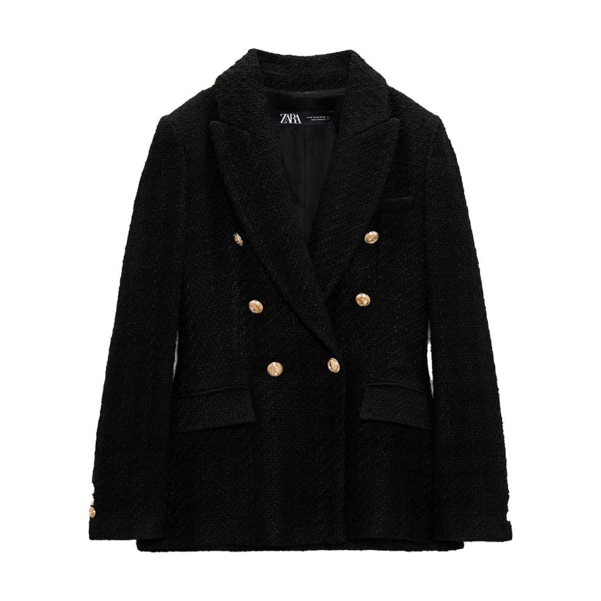 Zara Double Breasted Textured Weave Blazer